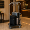 Carro Porta-Bagagem Hotel Cromado Cubo Versão Compacta