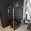 Chrome Baggage Cart with Black Carpet