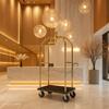 BIRDCAGE Gold Luggage Trolley 99x59x189 Black Carpet
