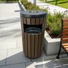 Papeleira Cinzeiro Exterior 34L em Aço com Efeito Madeira