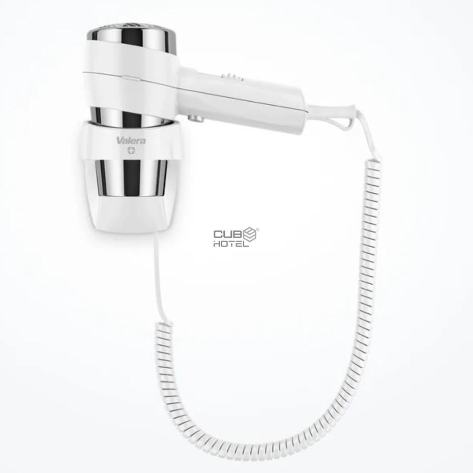Secador Pelo Blanco VALERA 1600W con Soporte de Pared para Hotel