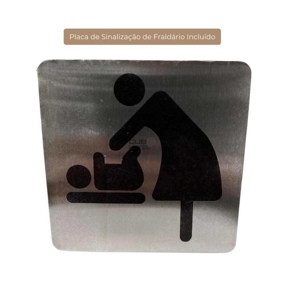 Fraldário Parede Horizontal Inox Preto HDPE Antibacteriano Preto