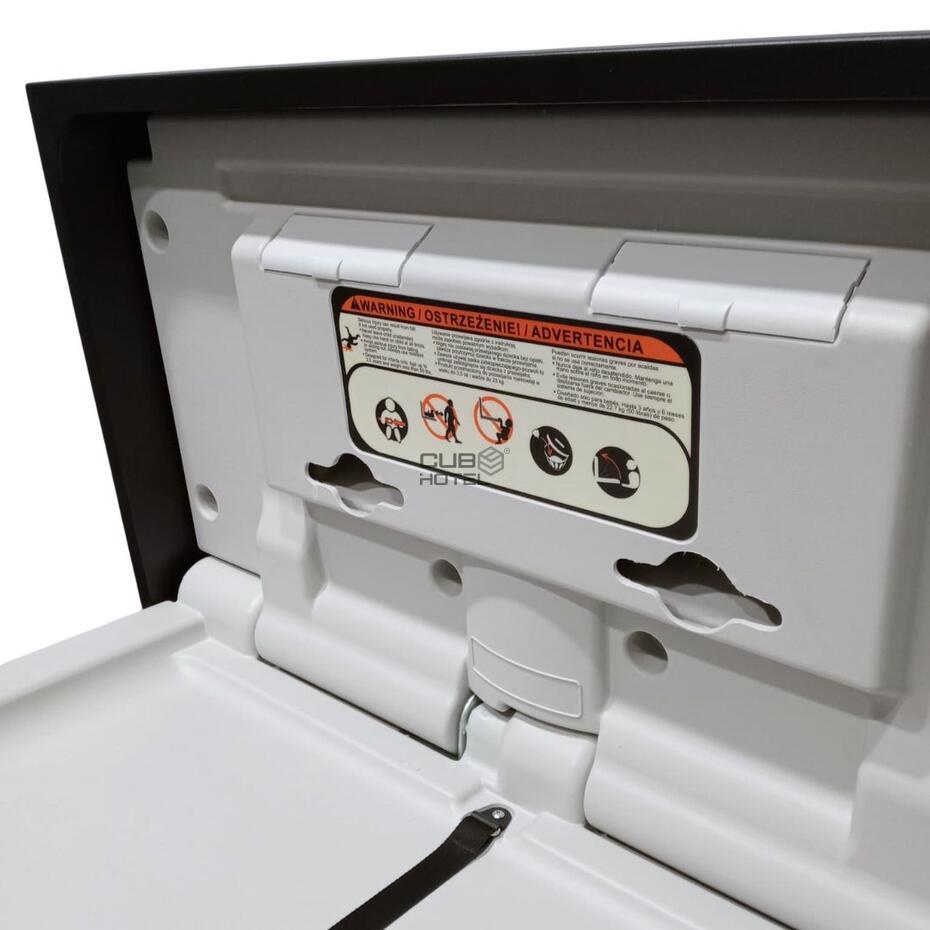 Fraldário Parede Horizontal Inox Preto HDPE Antibacteriano Preto