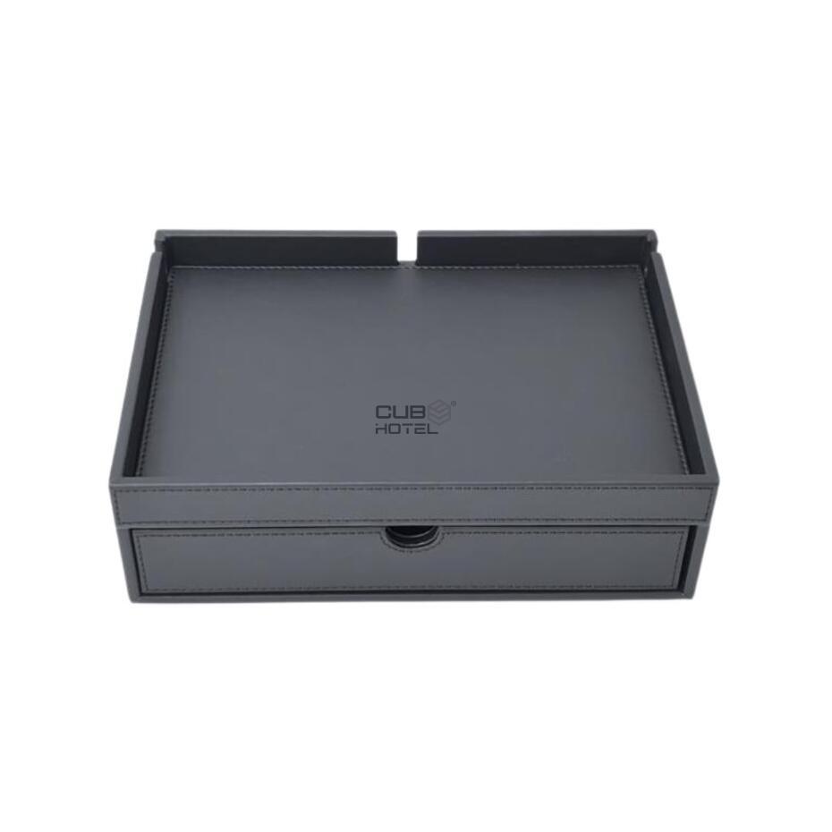 Smart Welcome Tray Black PU Leather