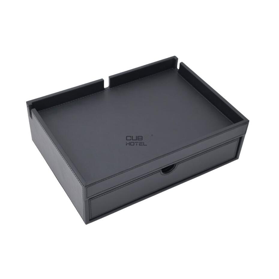 Smart Welcome Tray Black PU Leather