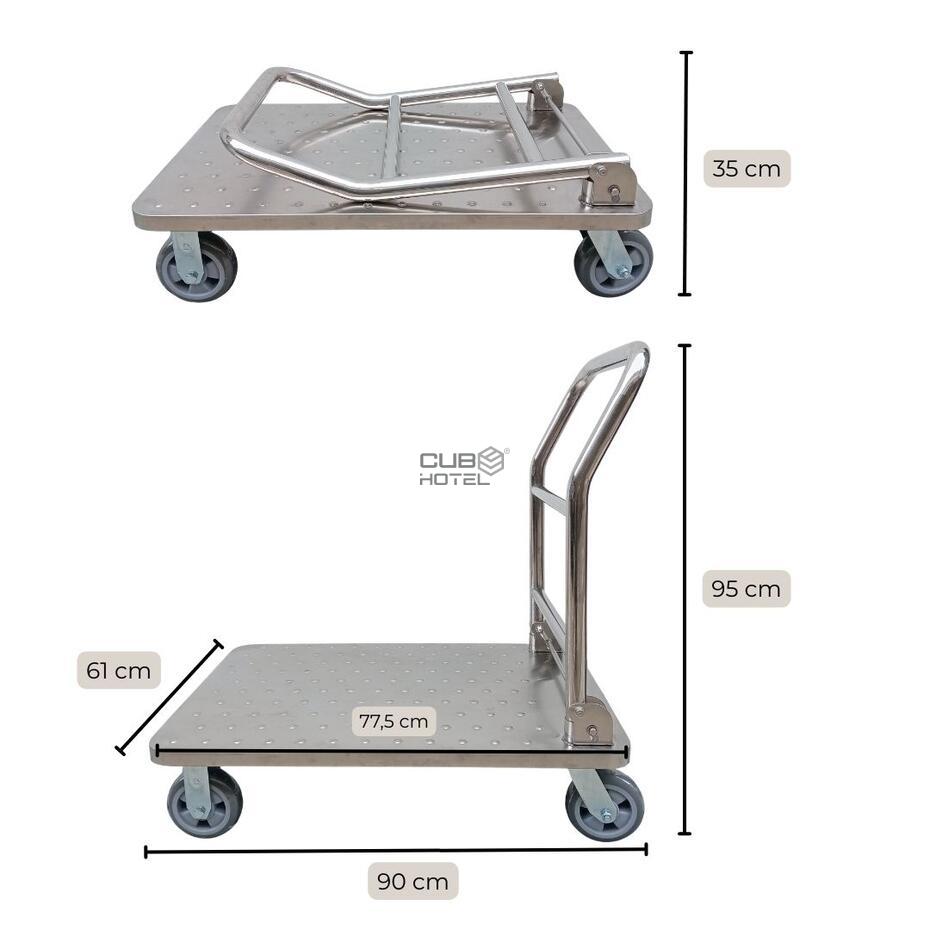 Folding Stainless Steel Hotel Goods Trolley