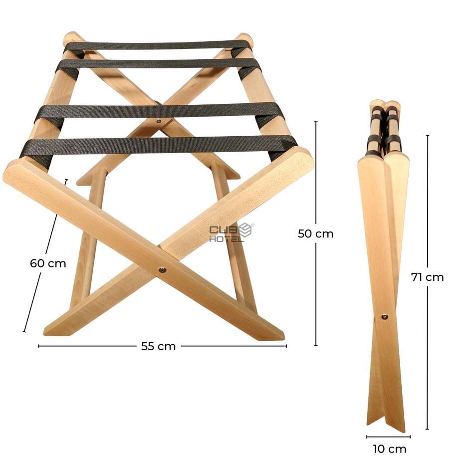 Suporte Mala Madeira Dobrável para Hotel