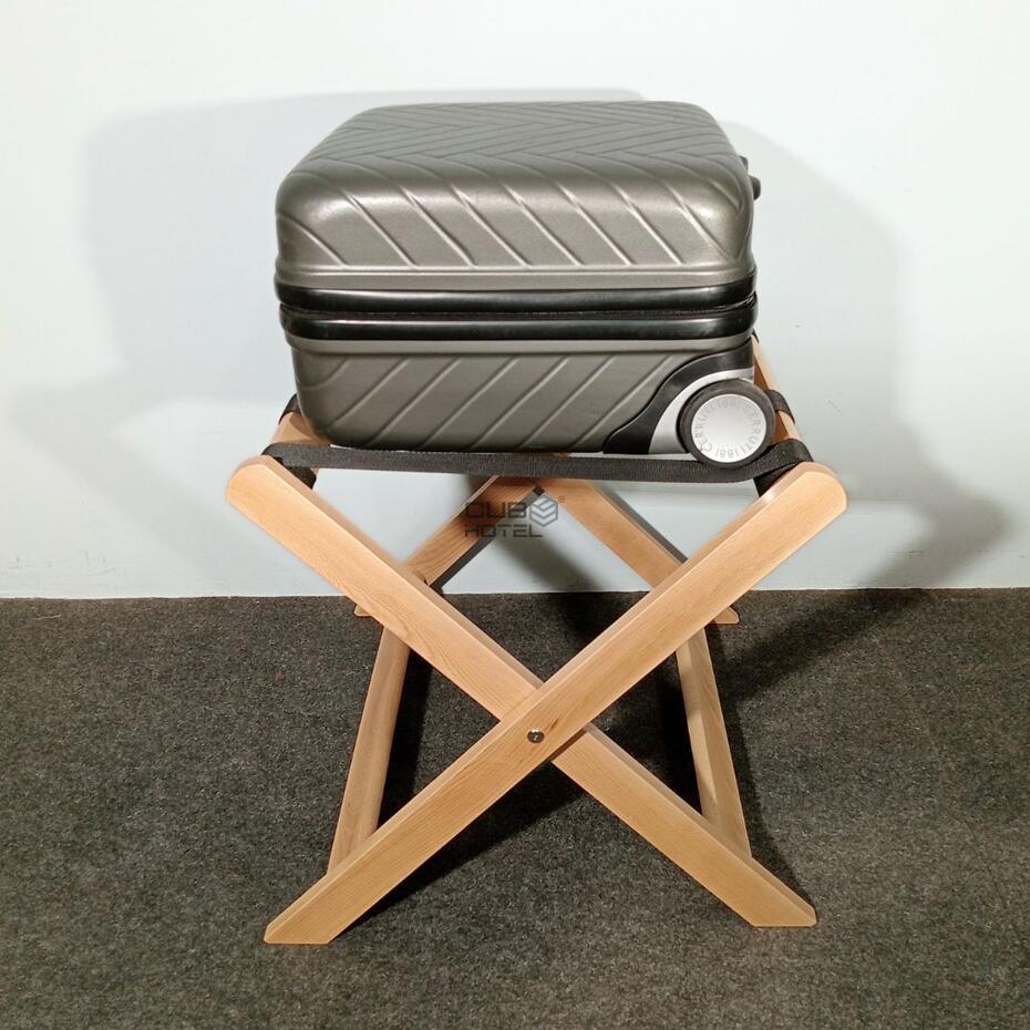 Suporte Mala Madeira Dobrável para Hotel