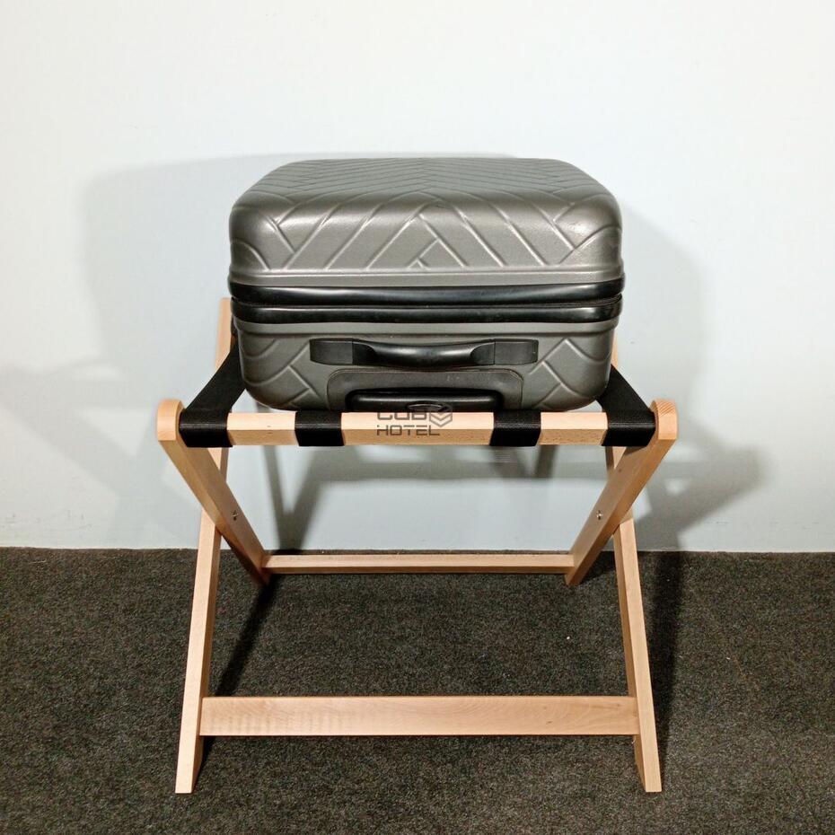 Suporte Mala Madeira Dobrável para Hotel