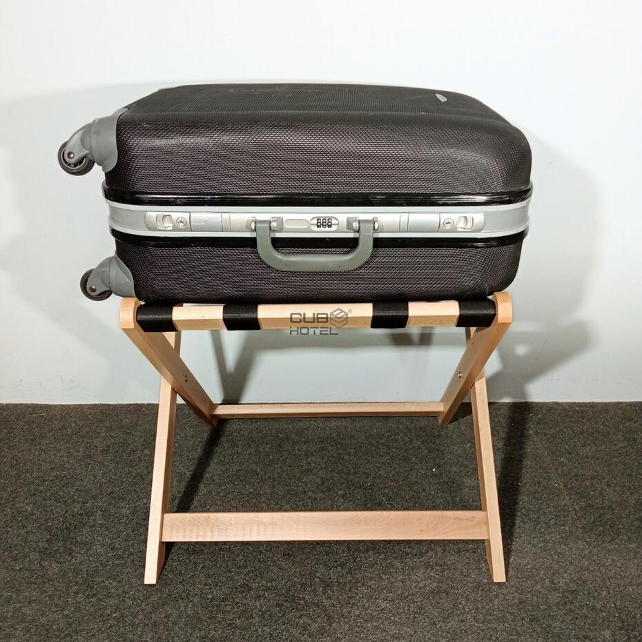 Suporte Mala Madeira Dobrável para Hotel