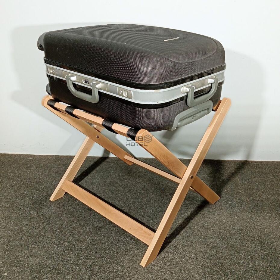 Suporte Mala Madeira Dobrável para Hotel