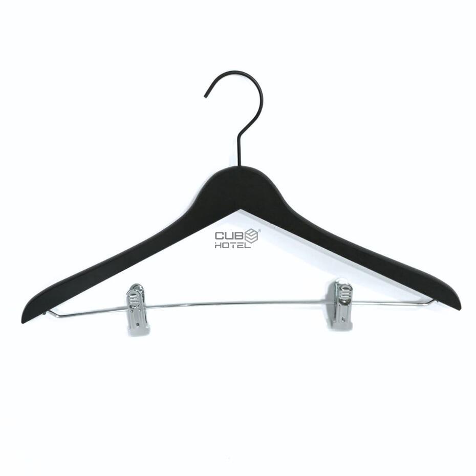 50 Cabides Preto Gancho Preto e Pinças Cromadas