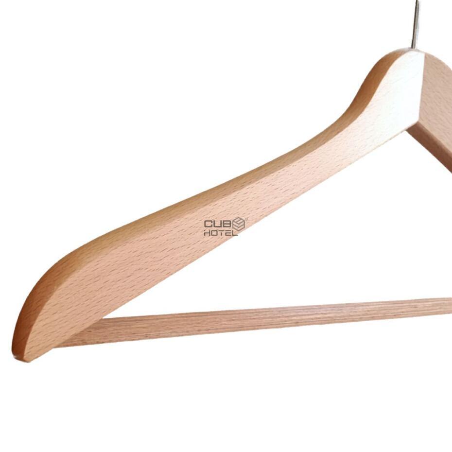 100 cabides madeira natural com gancho anti-roubo 17 mm