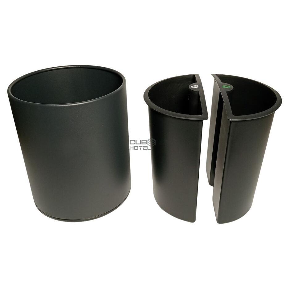 Hotel Waste Bin with Black Recycling Dividers