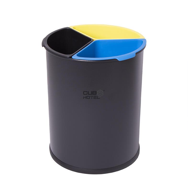 Balde Hotel Reciclagem Preto com Separadores 3x4.5L