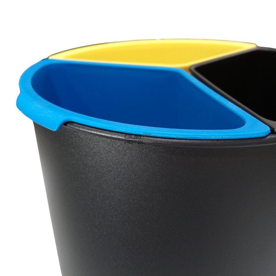 Balde Hotel Reciclagem Preto com Separadores 3x4.5L
