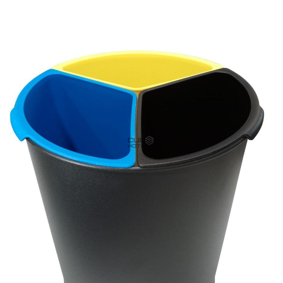 Balde Hotel Reciclagem Preto com Separadores 3x4.5L