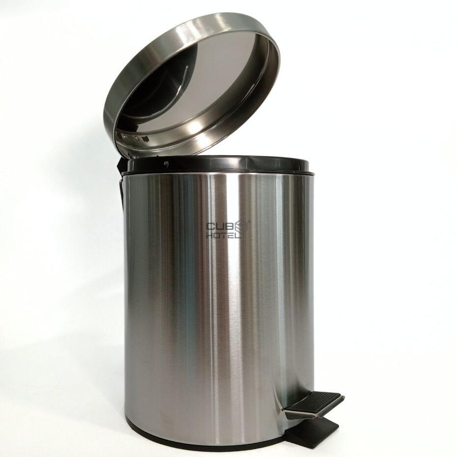 Brushed Stainless Steel Pedal Bin with Soft-Close Lid 5L for Hotel