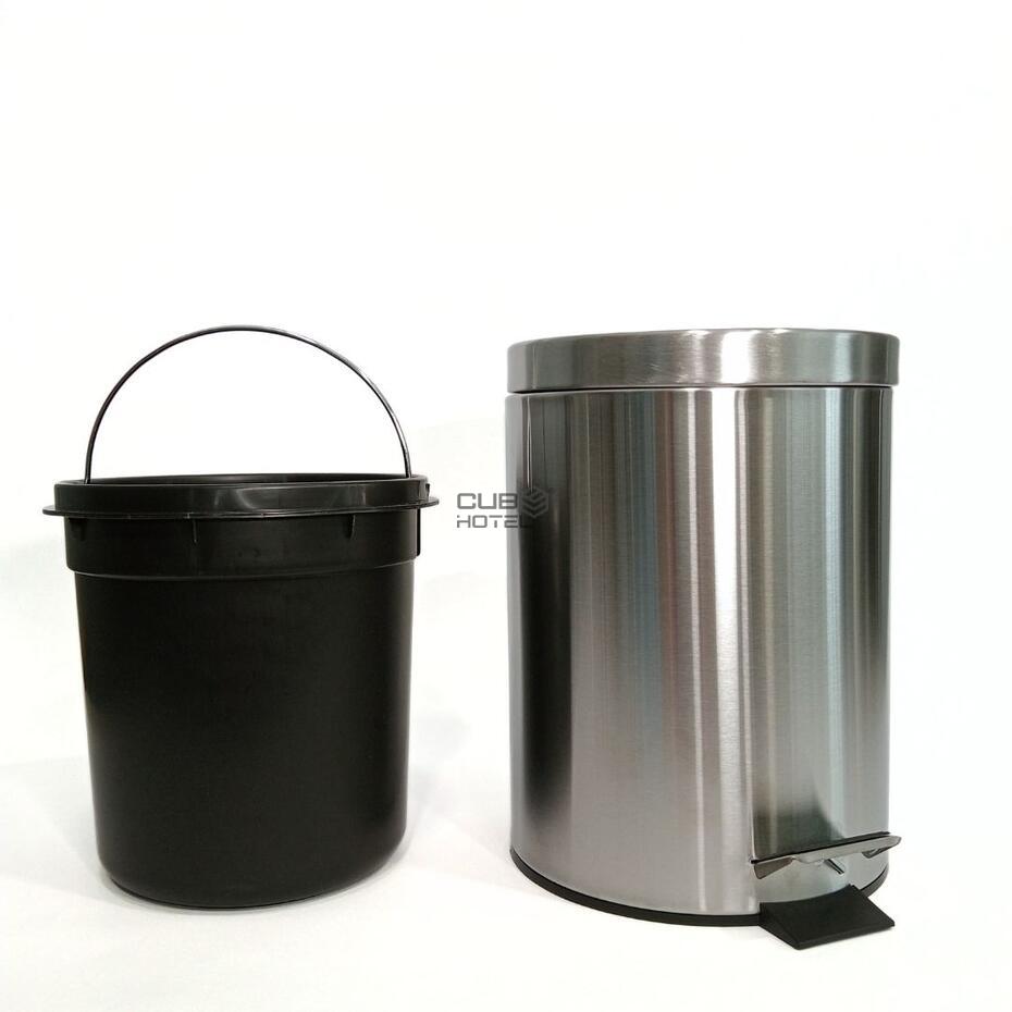 Brushed Stainless Steel Pedal Bin with Soft-Close Lid 5L for Hotel