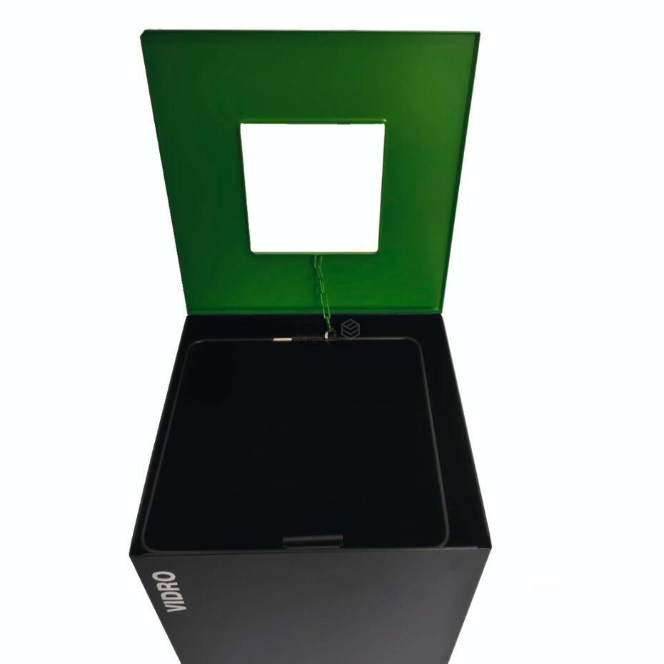  Ecoponto Individual Reciclagem Vidro Pintado 45L Preto