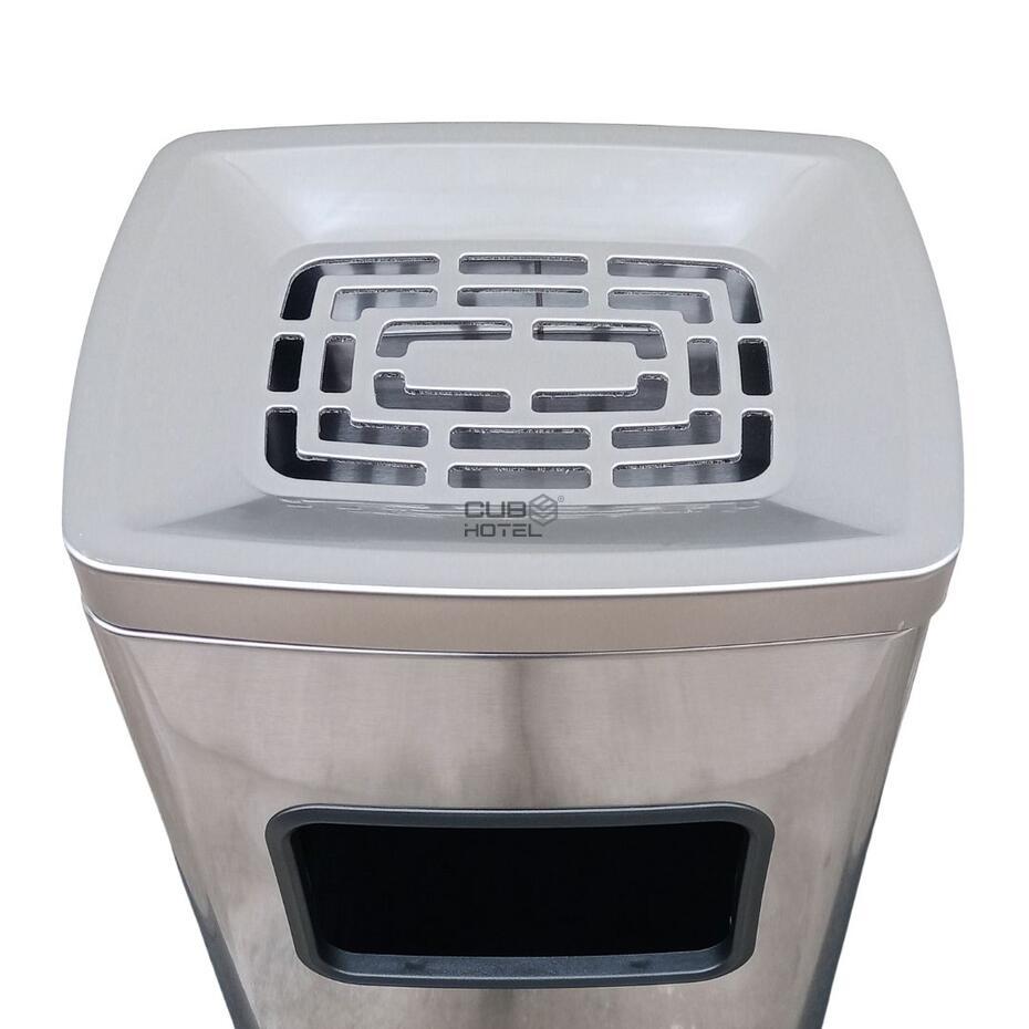 Cinzeiro Papeleira Aço Inox 30L Acabamento Anti-Dedadas