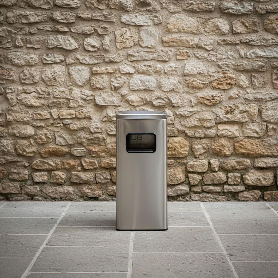 Cinzeiro Papeleira Aço Inox 30L Acabamento Anti-Dedadas