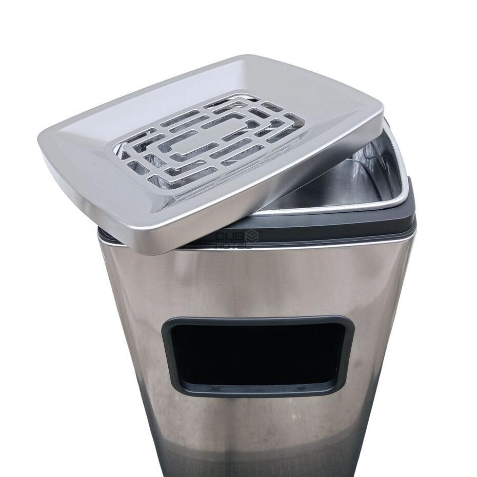 Cinzeiro Papeleira Aço Inox 30L Acabamento Anti-Dedadas