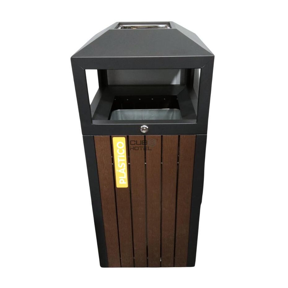 Ecoponto Cinzeiro Exterior 41L com Efeito Madeira
