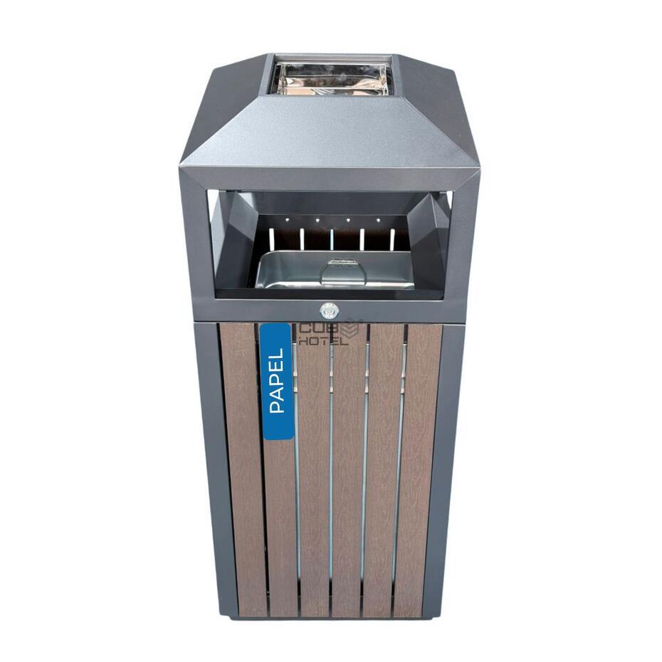 Ecoponto Cinzeiro Exterior 41L com Efeito Madeira