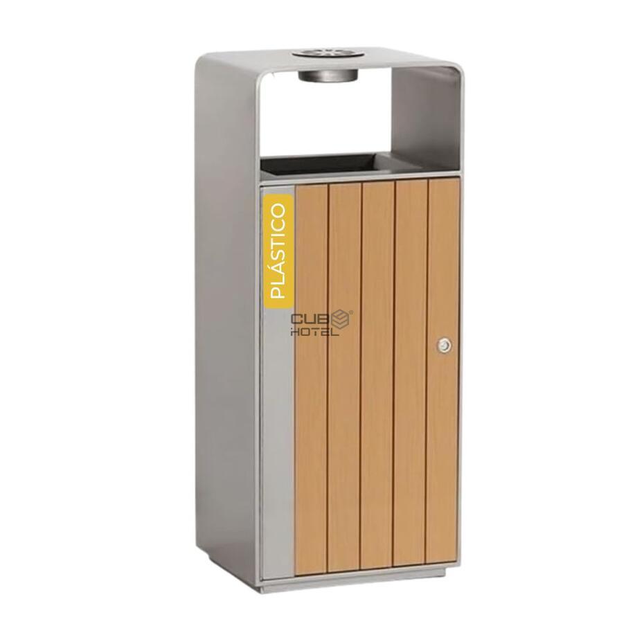 Ecoponto Cinzeiro Aço Inox Efeito Madeira