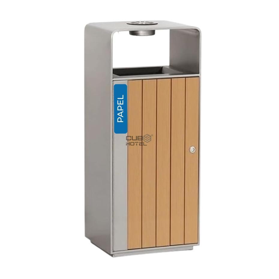 Ecoponto Cinzeiro Aço Inox Efeito Madeira