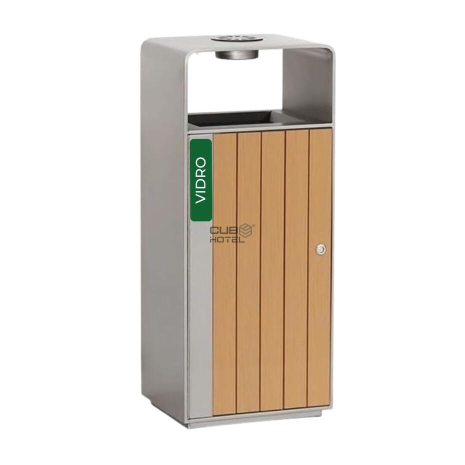 Ecoponto Cinzeiro Aço Inox Efeito Madeira