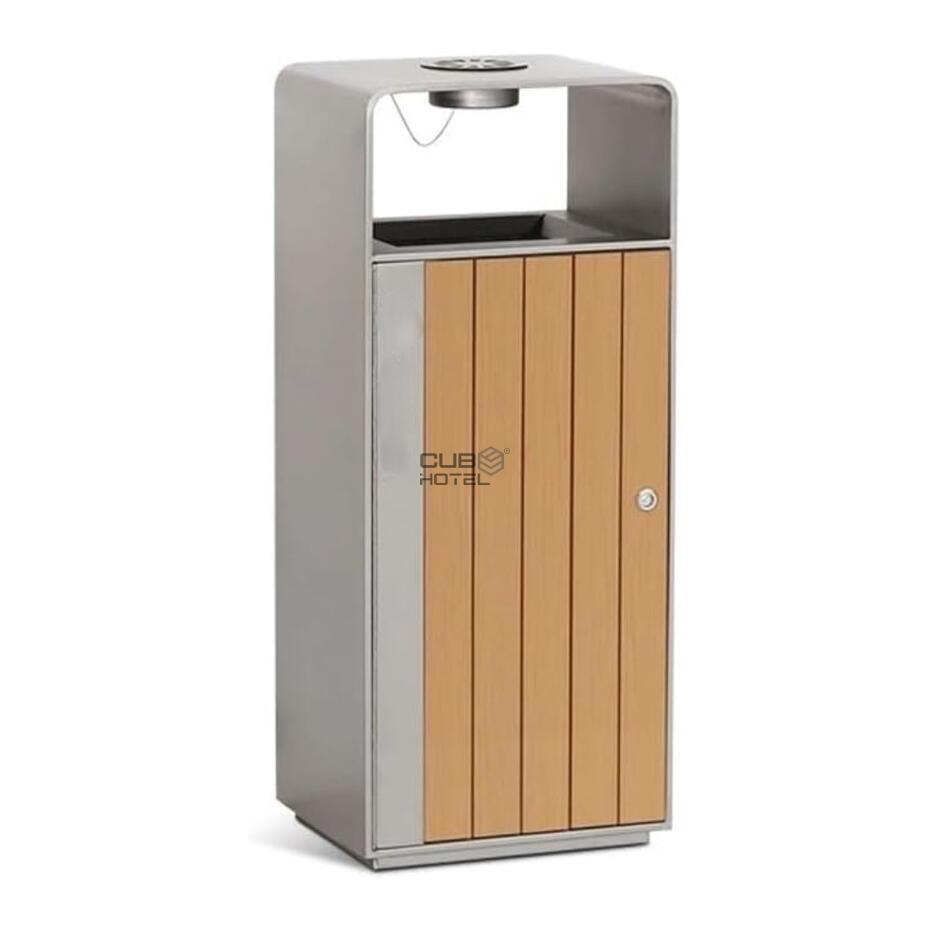 Ecoponto Cinzeiro Aço Inox Efeito Madeira