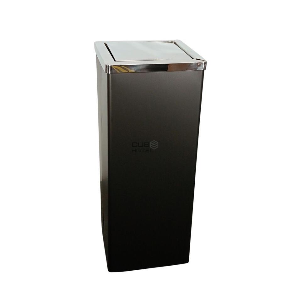 Papeleira Inox Preta Tampa Basculante 11L