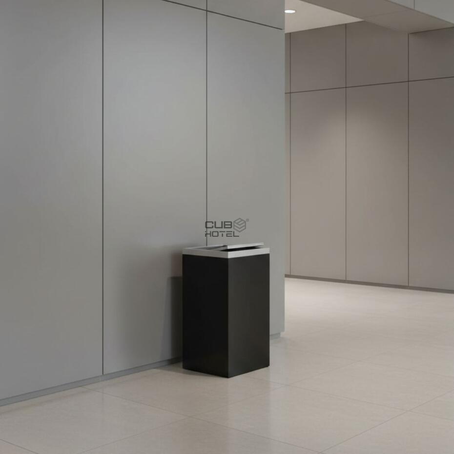 Papeleira Inox Preta Tampa Basculante 11L