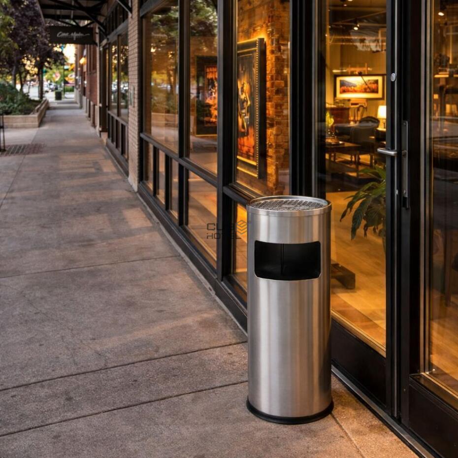 Papelera Cenicero de Acero Inox 10L