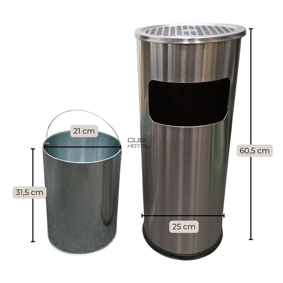Papelera Cenicero de Acero Inox 10L