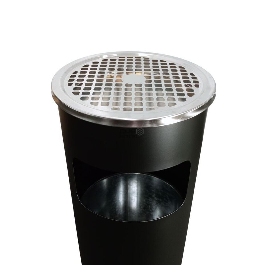 Papelera Cenicero de Acero Pintado Negro 10L