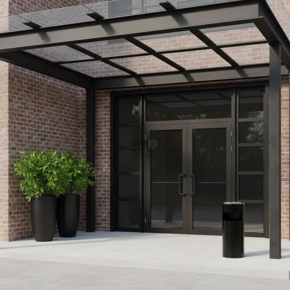 Papelera Cenicero de Acero Pintado Negro 10L