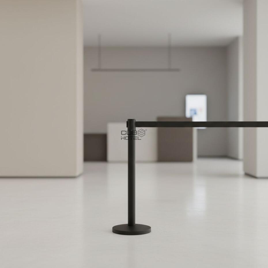 Poste Gestor de Filas Preto com Fita Preta