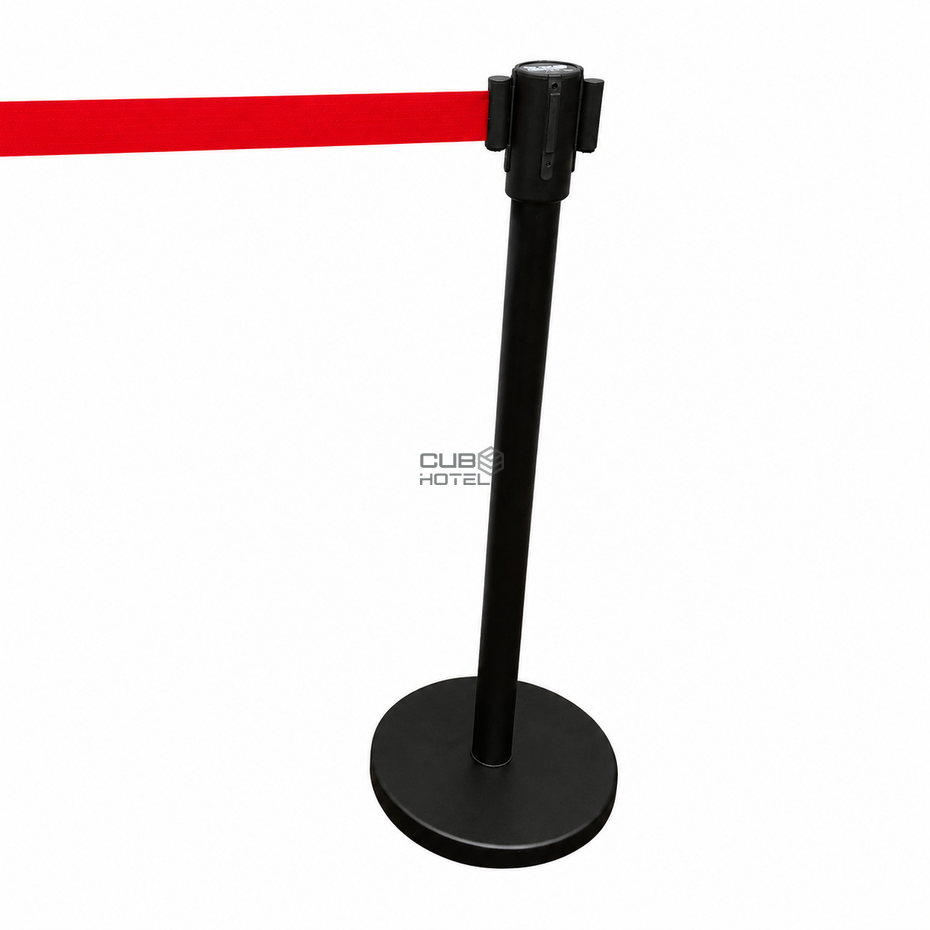 Poste Gestor Filas Preto com Fita Vermelha