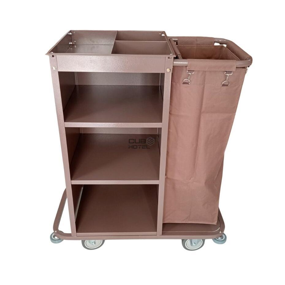 Carro Housekeeping com 1 saco e prateleiras