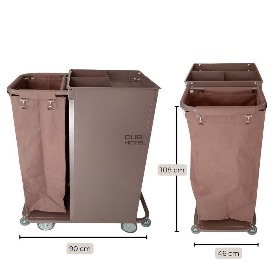 Carro Housekeeping com 1 saco e prateleiras