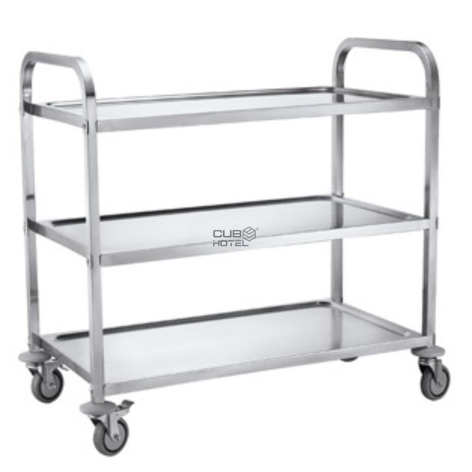 Stainless Steel Catering Cart with 3 Shelves and Wheels with Brake