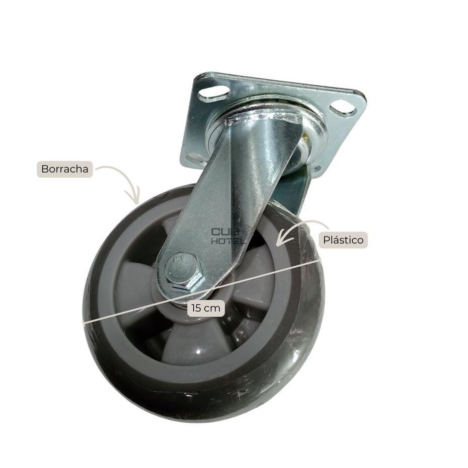 Roda Direcional para Carro de Bagagem 15 cm