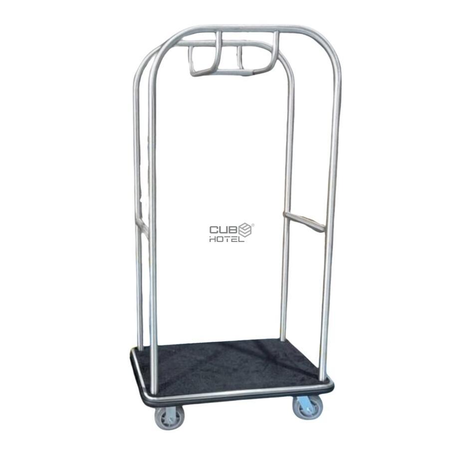Carro Porta-Bagagem Hotel Cromado Cubo Versão Compacta