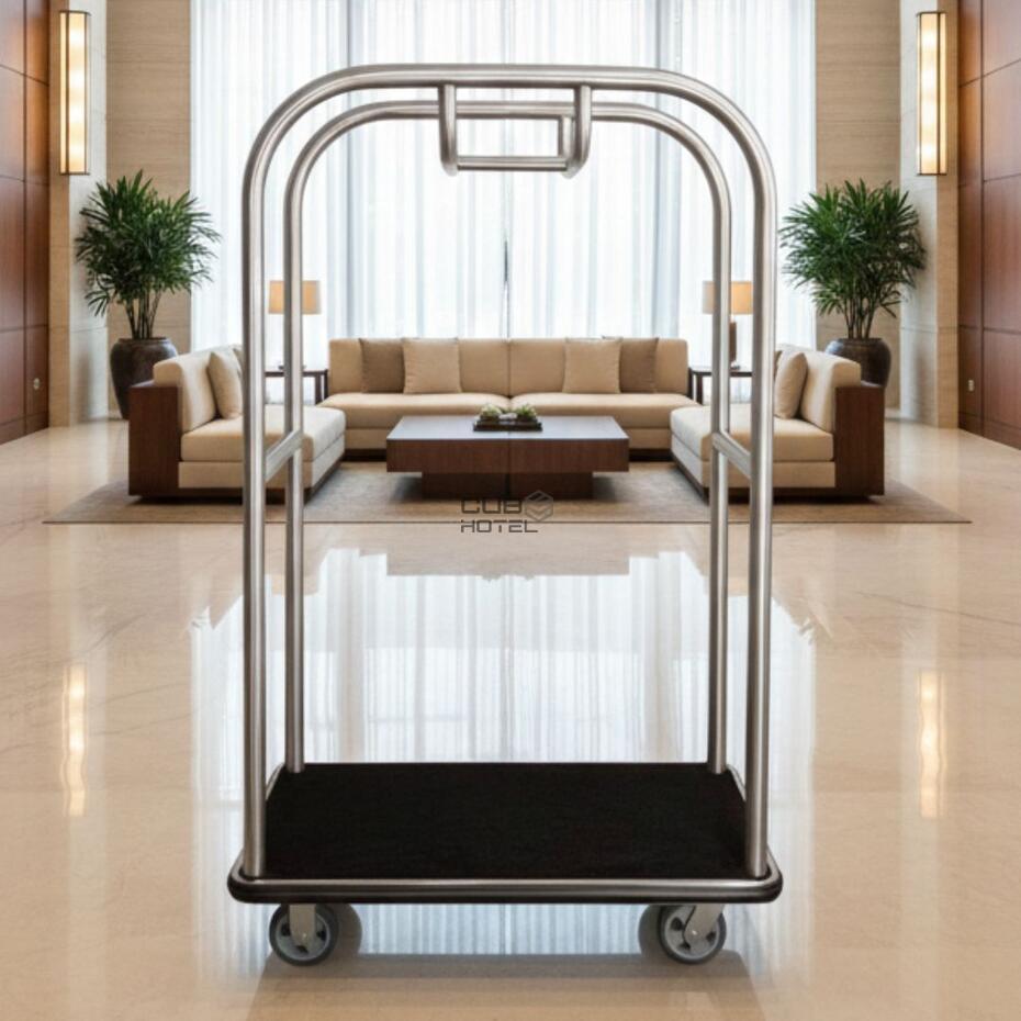 Carro Porta-Bagagem Hotel Prateado Cubo