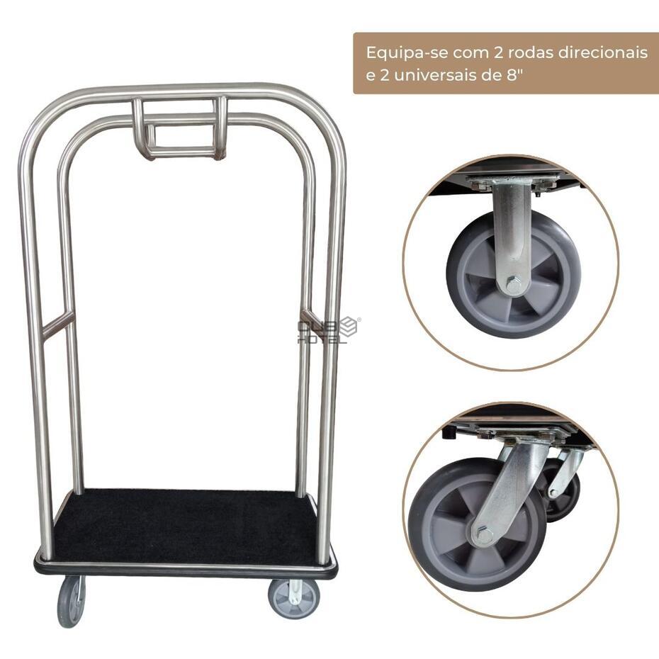 Carro Porta-Bagagem Hotel Prateado Cubo