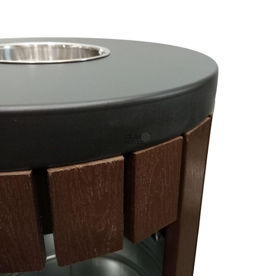 Papeleira Cinzeiro Exterior 34L em Aço com Efeito Madeira