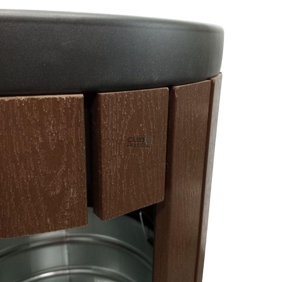 Papeleira Cinzeiro Exterior 34L em Aço com Efeito Madeira